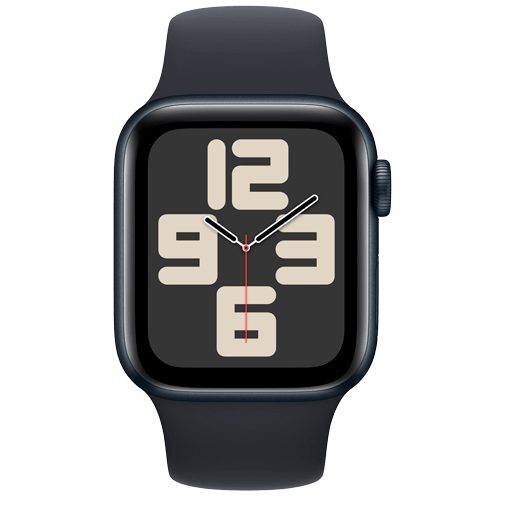 Apple Watch SE 2023 40mm Zwart (Zwarte Siliconenband S/M)